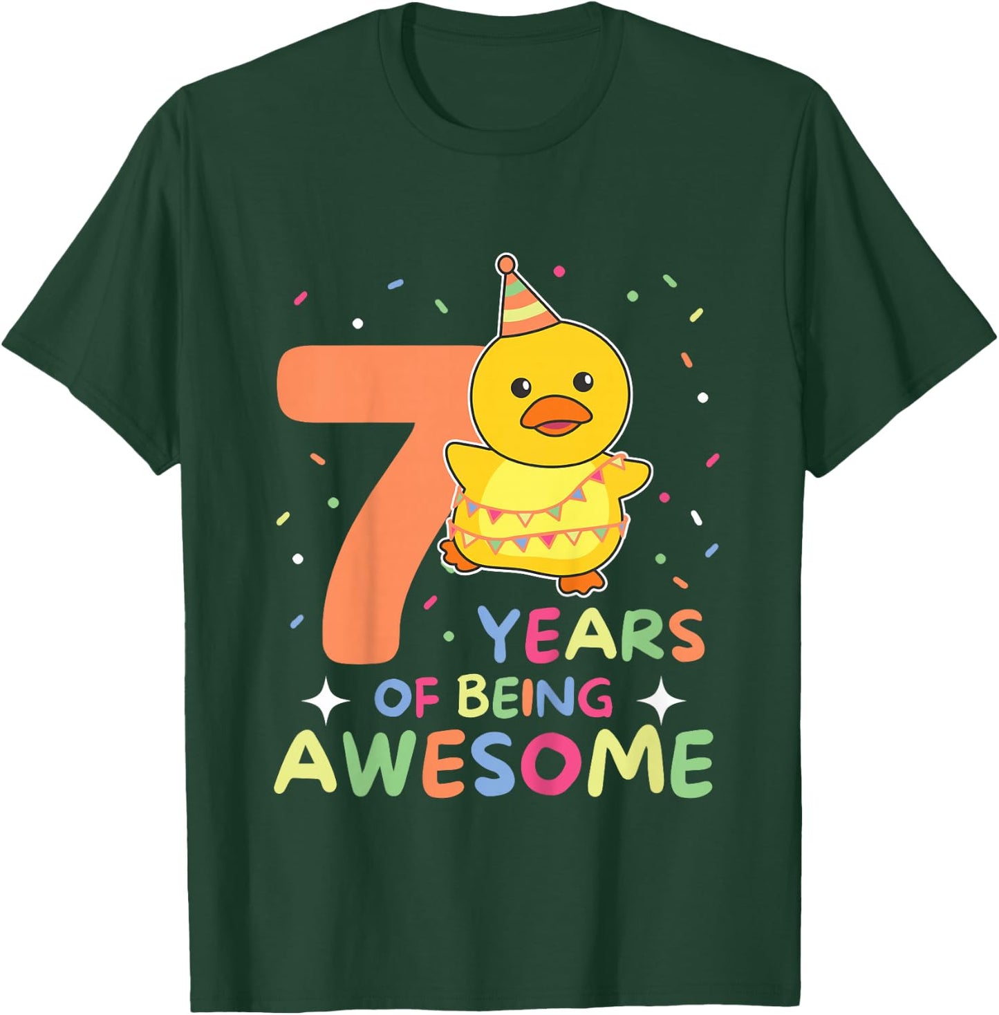 Duck For 7th Birthday Children Seven Years Old Duck T-Shirt - T-Shirt | Forest