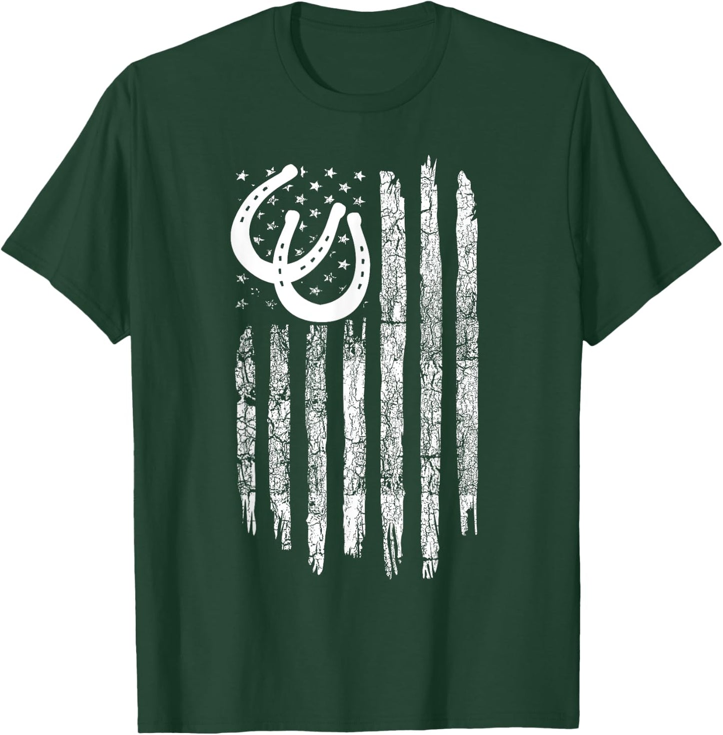 American Flag Horse Pulling Clothing - Vintage Horse Pulling T-Shirt - T-Shirt | Forest