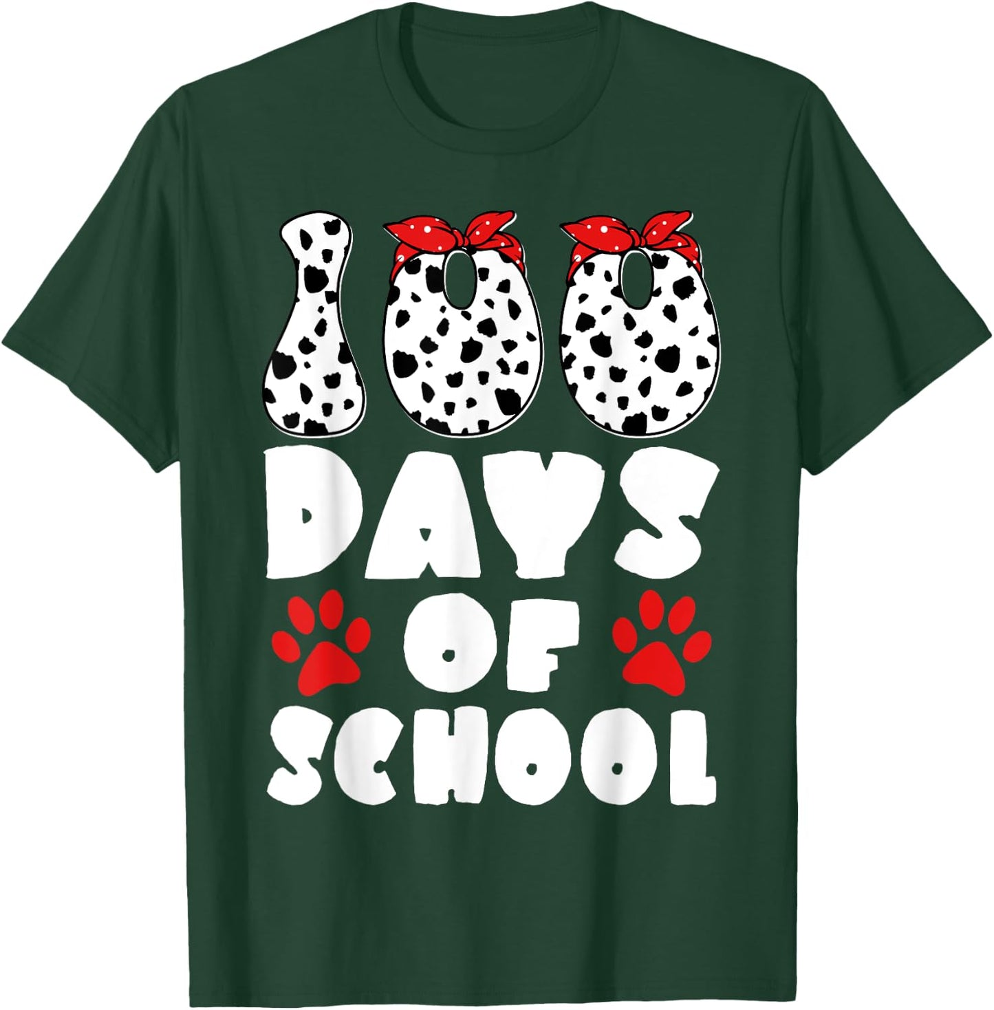100 Days Of School Dalmatian Dog 100 Days Smarter Boys Girls T-Shirt - T-Shirt | Forest