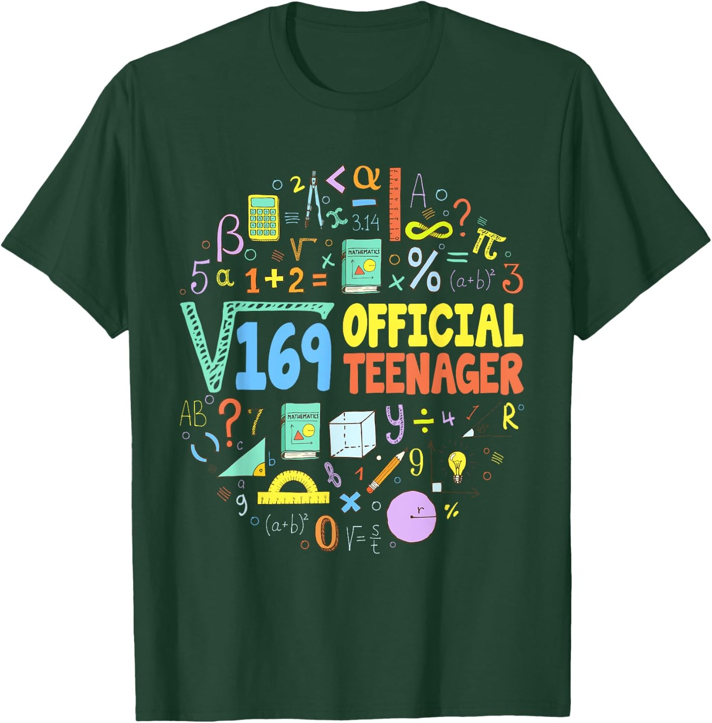 Square Root Of 169 13 Years Old Official Birthday Gifts Boys T-Shirt - T-Shirt | Forest