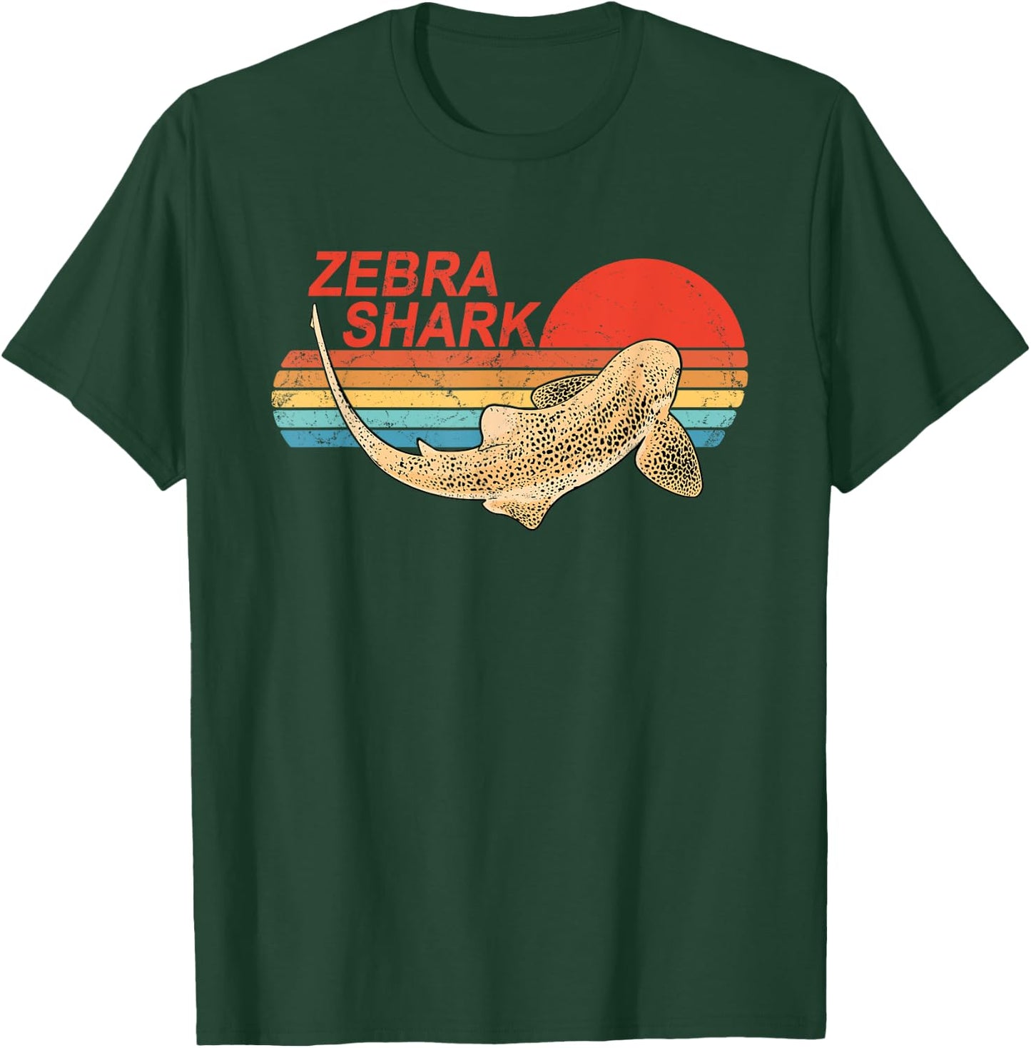 Vintage Sunset Zebra Shark T-Shirt - T-Shirt | Forest