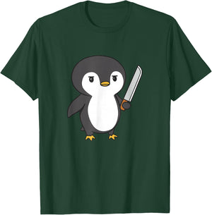 Funny Murderous Penguin Knife T-Shirt - T-Shirt | Forest