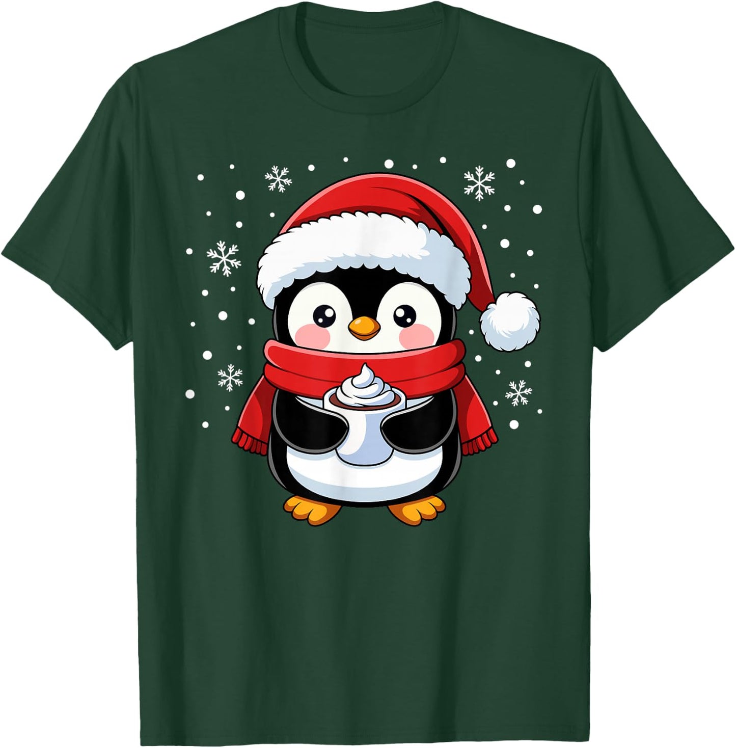 Penguin Christmas Santa Claus Cute Penguin Love Animal , Black, S T-Shirt - T-Shirt | Forest