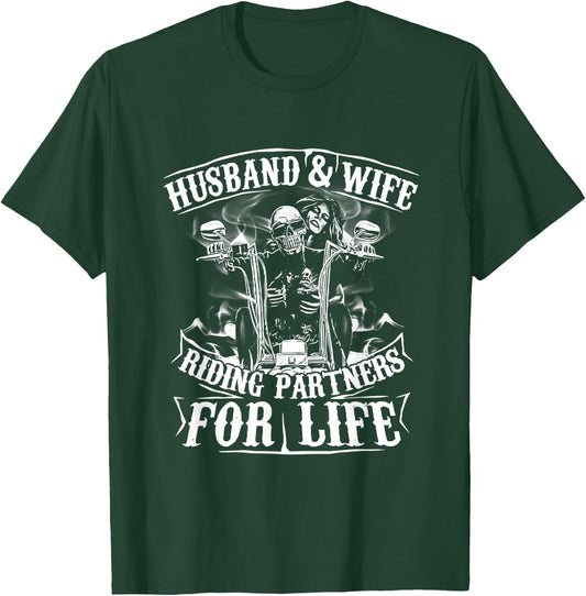 Totenkopf Paar Ehemann und Ehefrau Reitpartner fürs Leben T-Shirt - T-Shirt | Forest