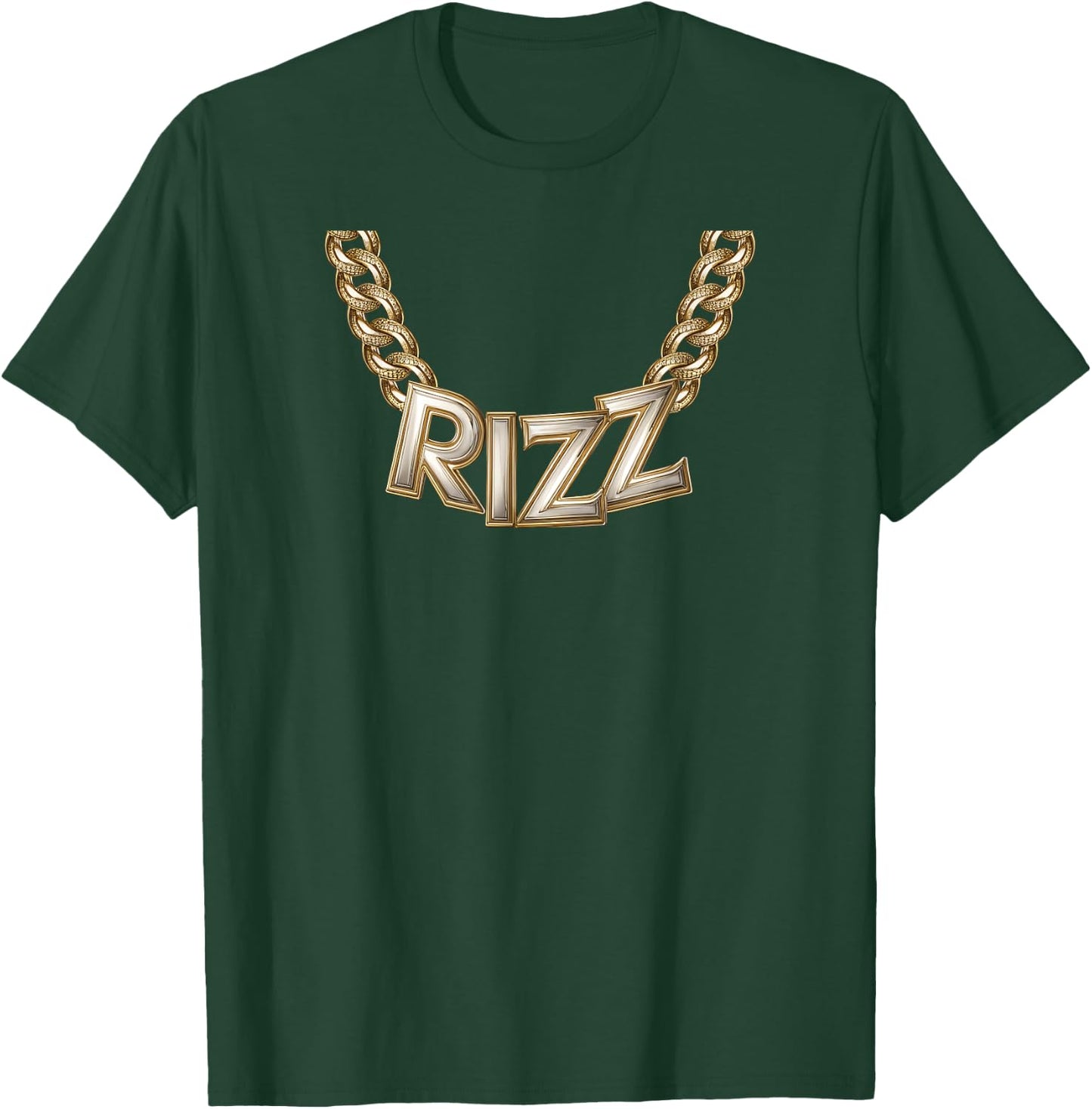 Kid Boy Slang Gold Chain Rizz Necklace Costume T-Shirt - T-Shirt | Forest