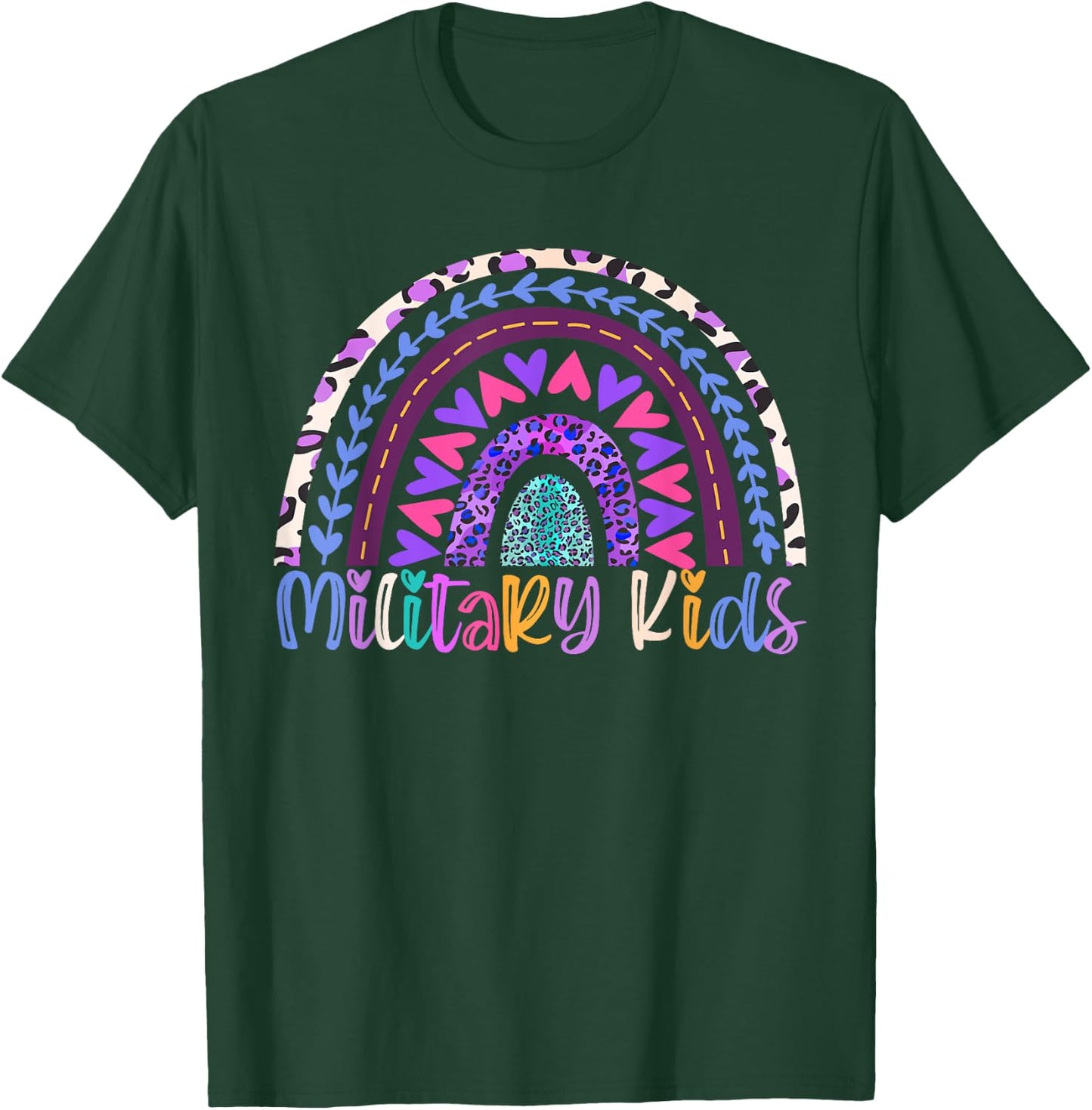Rainbow Purple Up Day For military Kids CHILD Purple Up 2024 T-Shirt - T-Shirt | Forest