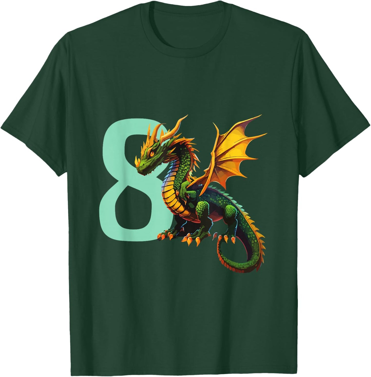 Children's Birthday Dragon 8 Years Boy Dragon Number Age , black T-Shirt - T-Shirt | Forest