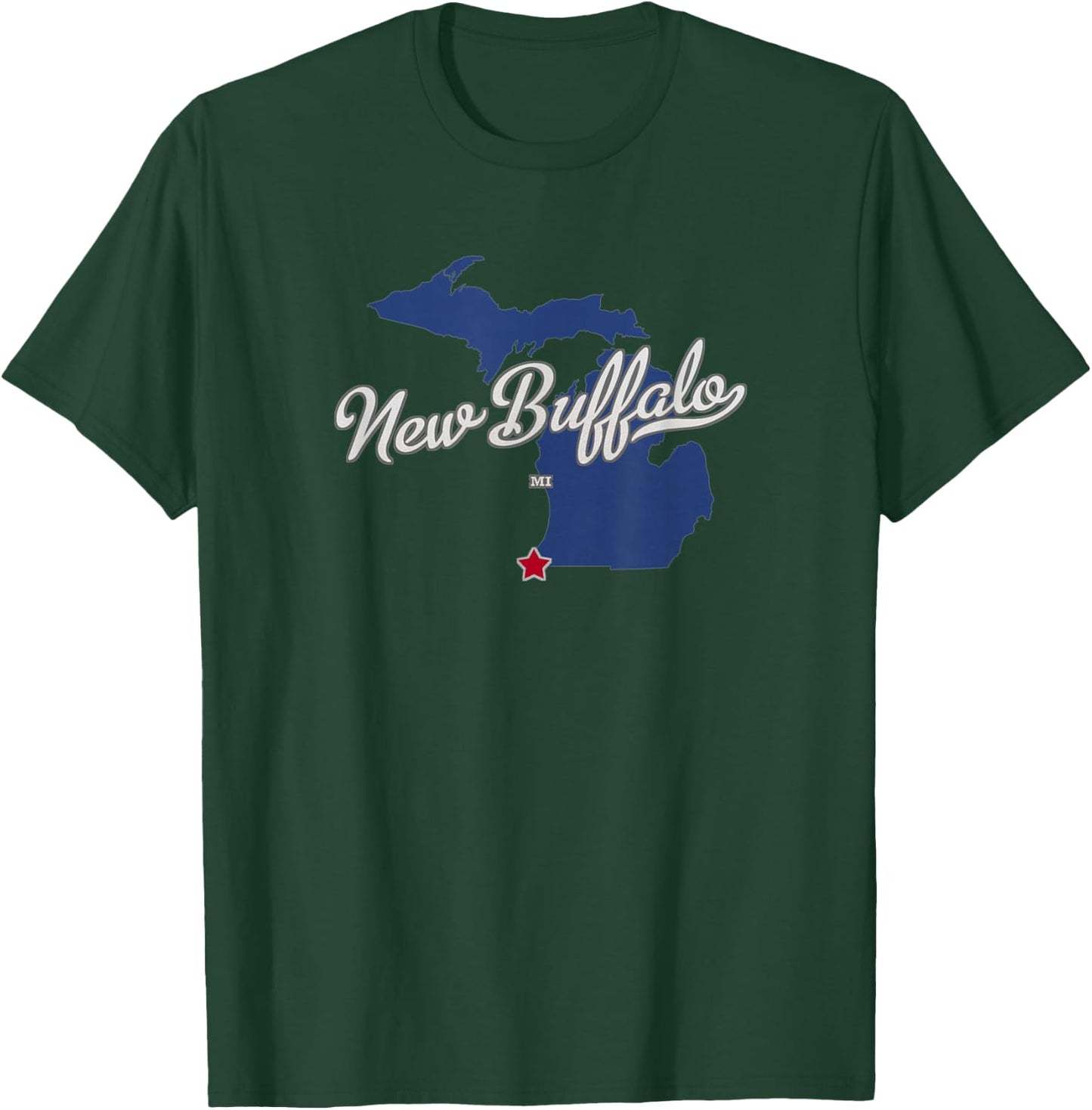 New Buffalo Michigan MI Map T-Shirt - T-Shirt | Forest