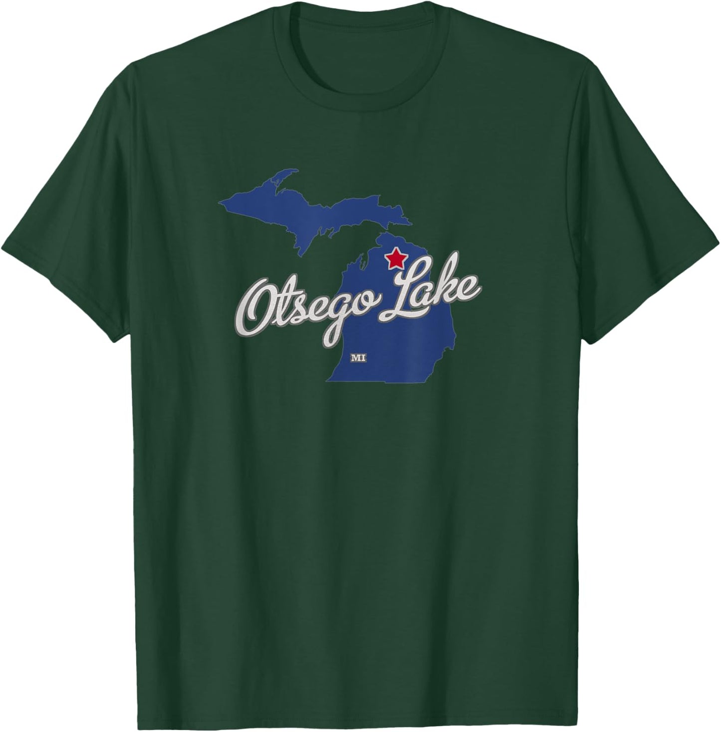Otsego Lake Michigan MI Map T-Shirt - T-Shirt | Forest