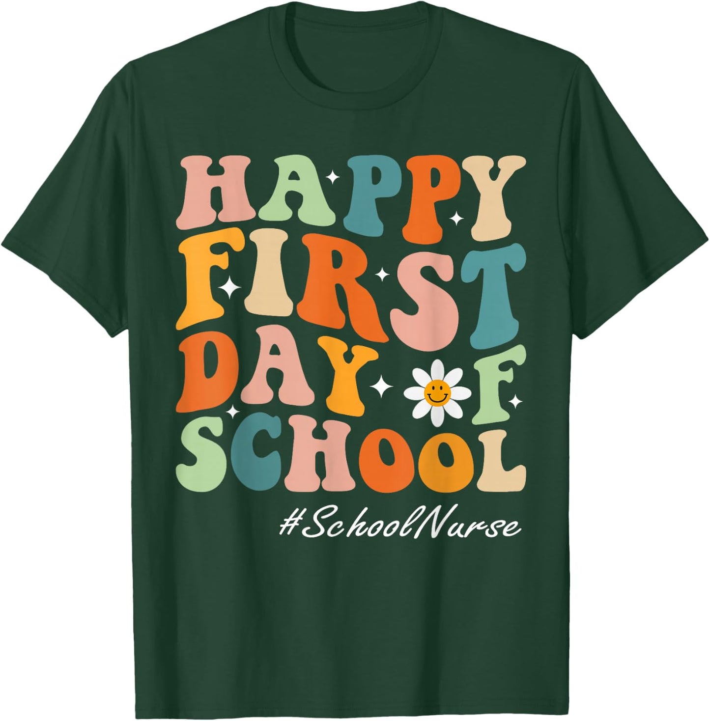 Happy First Day of School Nurse groovy retro back to school T-Shirt - T-Shirt | Forest