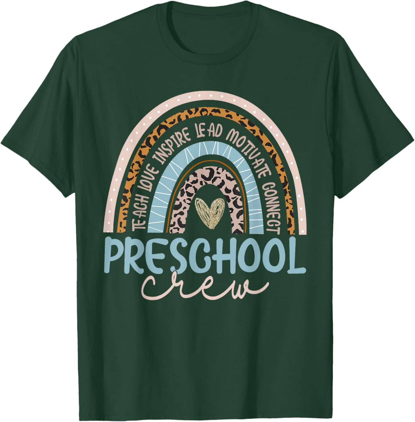 Preschool Crew Boho Rainbow First Day Of School T-Shirt - T-Shirt | Forest