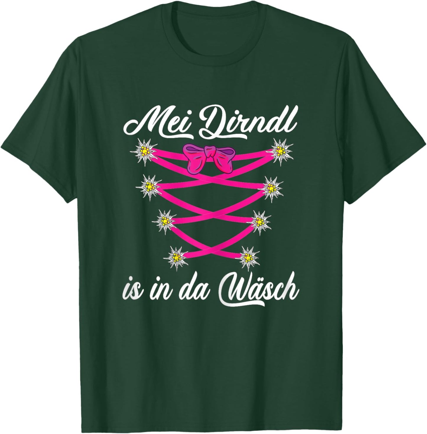 MEI Dirndl is in da Wäsch Lausmadl Damen Trachten Dirndl T-Shirt - T-Shirt | Forest