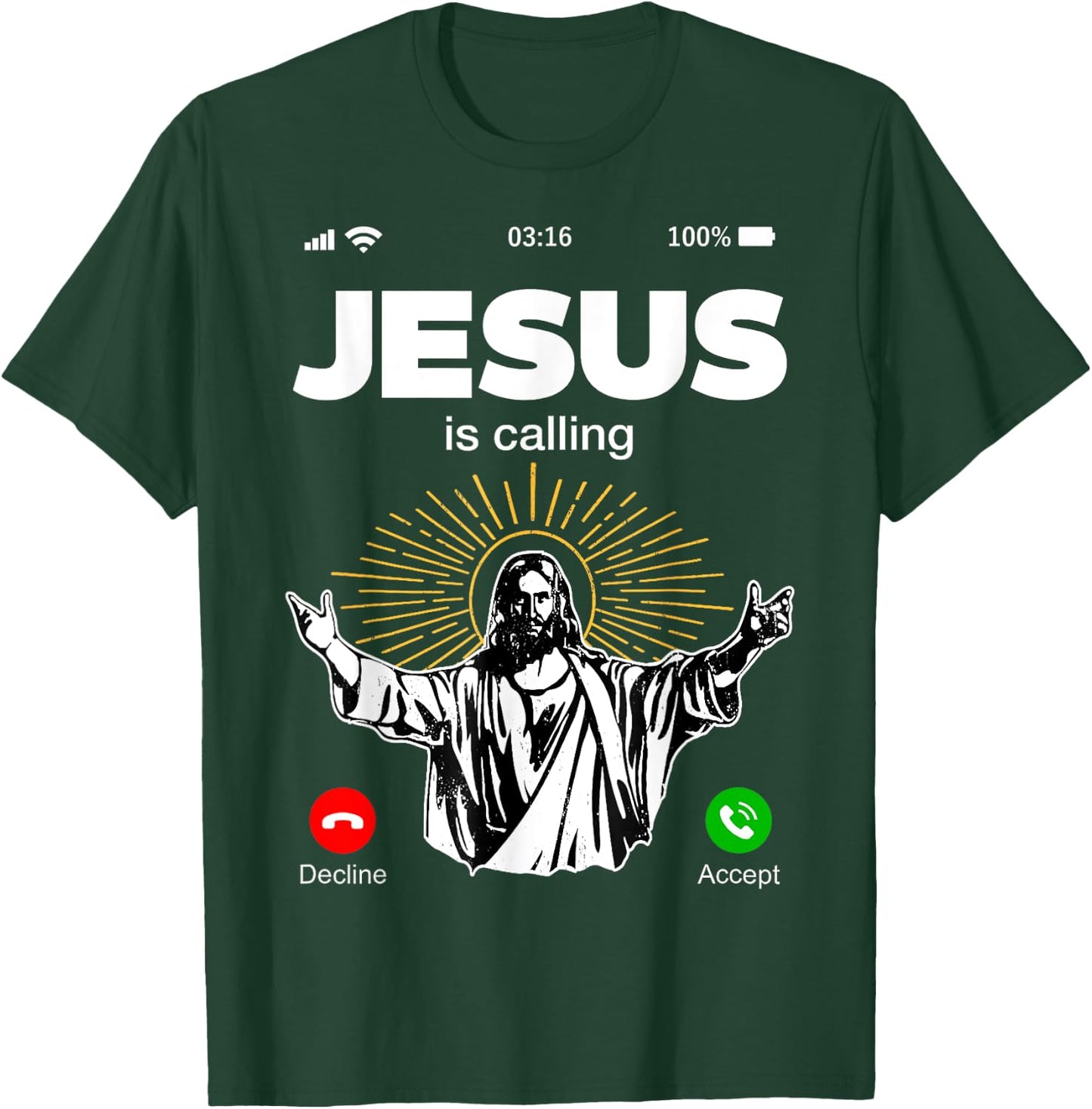 Funny Jesus Is Calling Christian T-Shirt - T-Shirt | Forest
