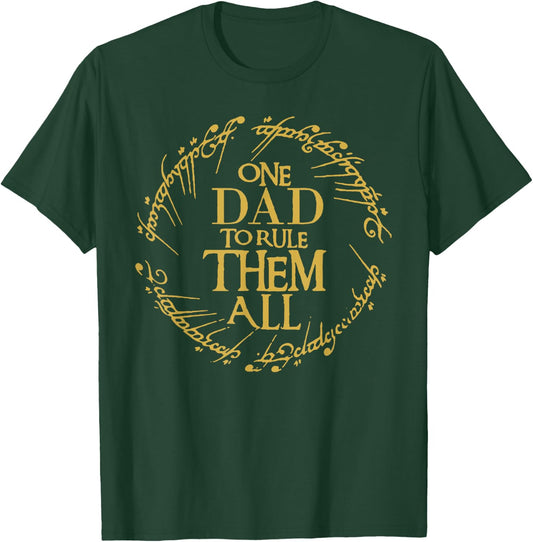 One dad to Rule Them All Fantasy Nerd Dad Graphic T-Shirt - T-Shirt | Forest