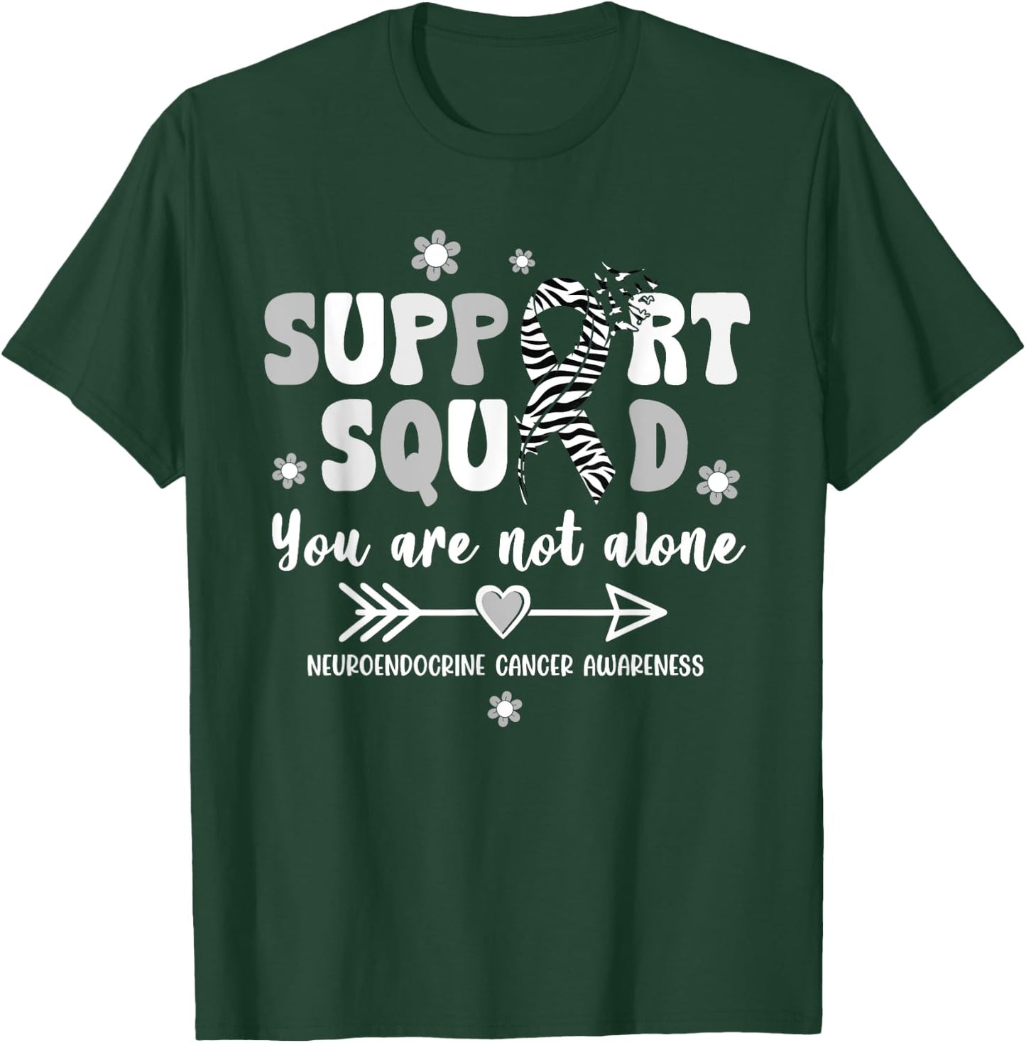 Groovy Support Squad Zebra Ribbon Neuroendocrine Cancer T-Shirt - T-Shirt | Forest