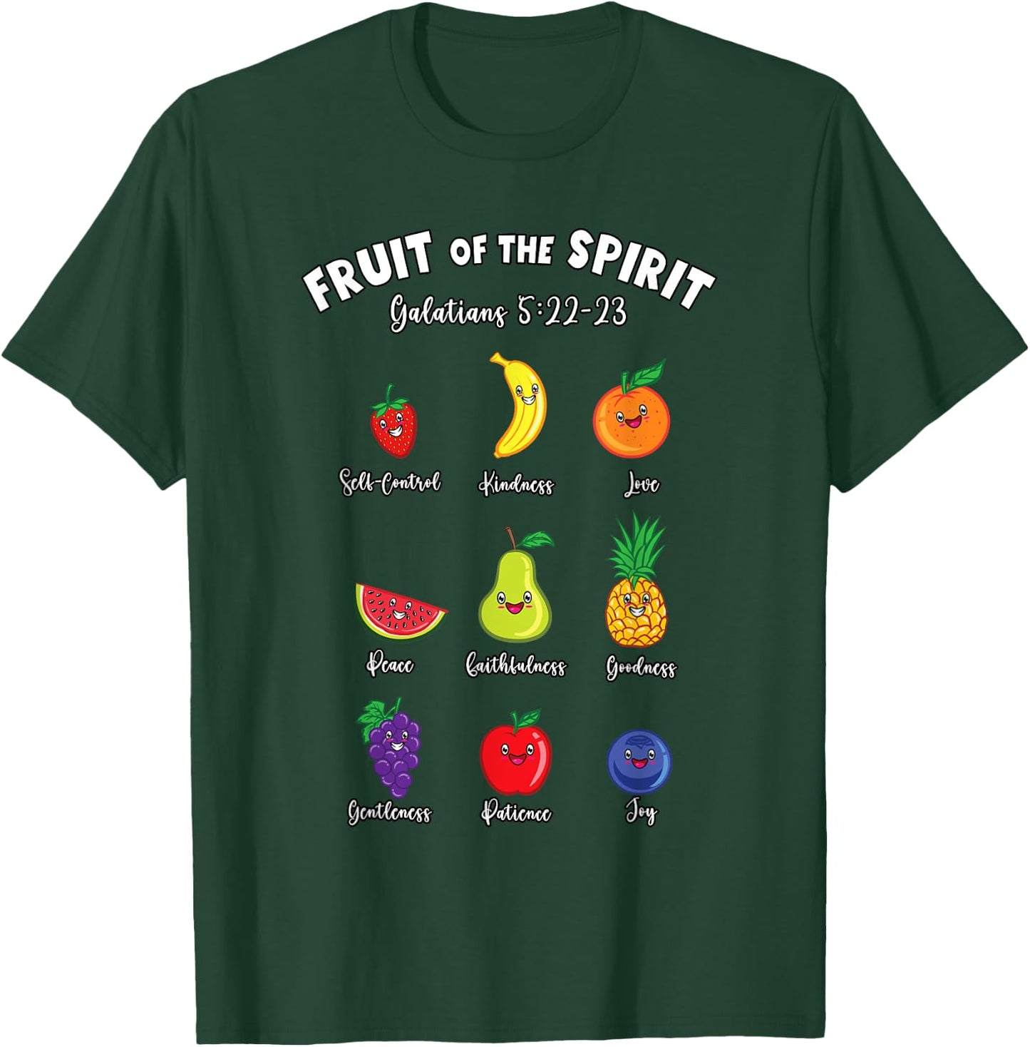 Fruits of the Spirit Galatians Christian Bible Jesus Faith T-Shirt - T-Shirt | Forest