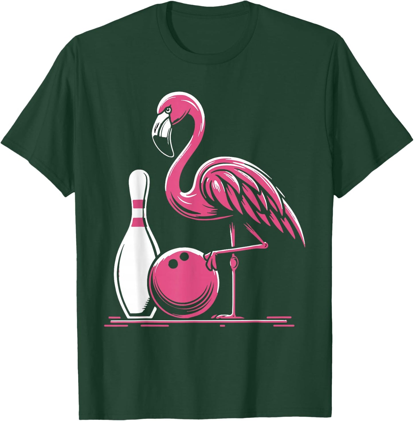 Funny Flamingo Bowling Pin Bowl Bowler T-Shirt - T-Shirt | Forest