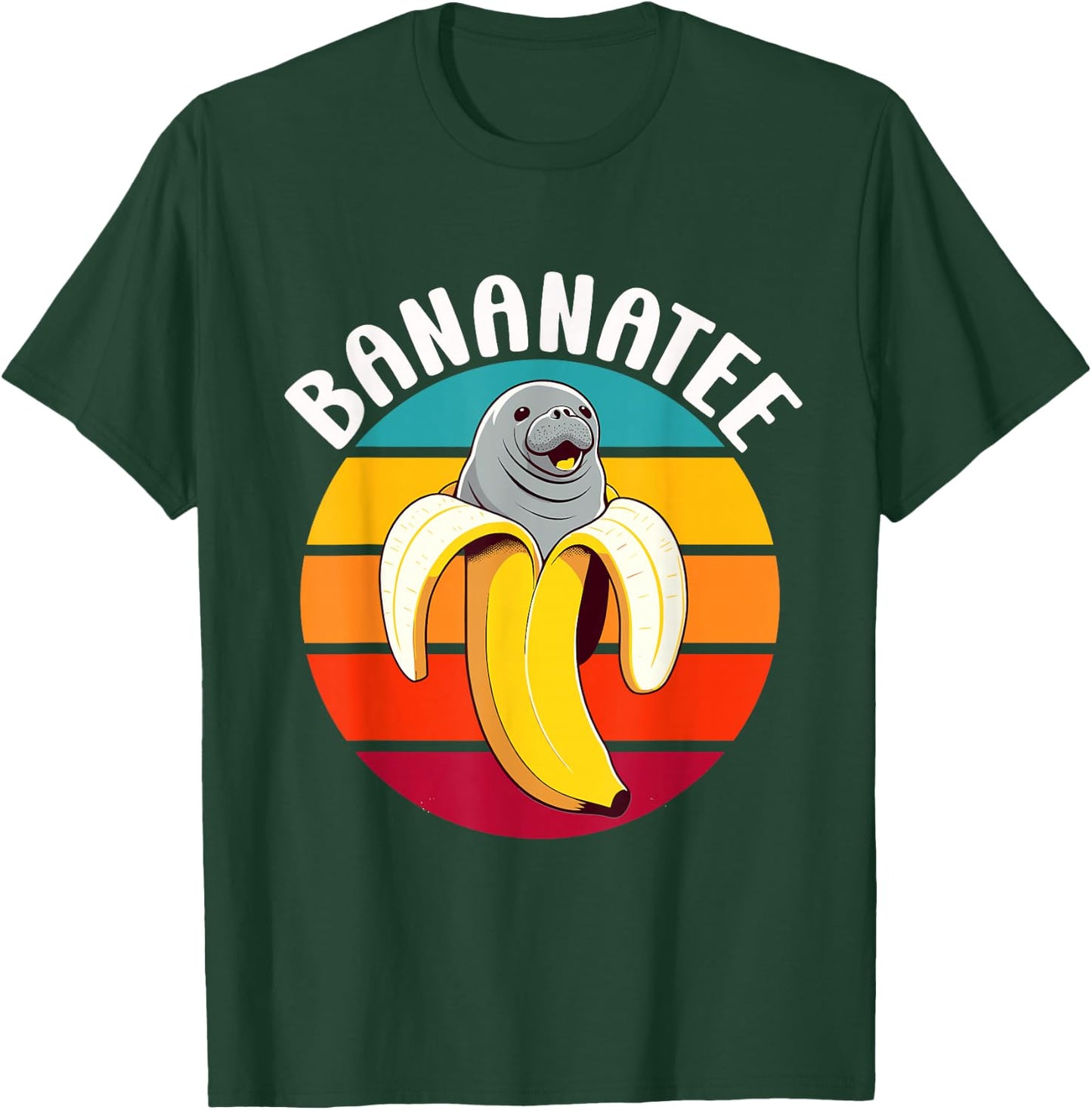 Funny Bananatee Manatee Ocean Pun Banana Lover Sea Cow T-Shirt - T-Shirt | Forest