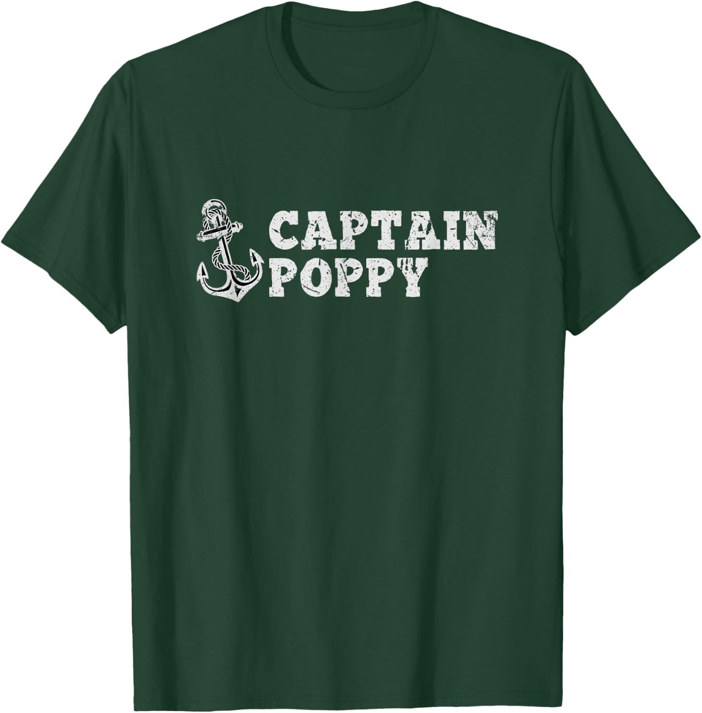 Captain Poppy Sailing Boating Vintage Boat Anchor Funny T-Shirt - T-Shirt | Forest