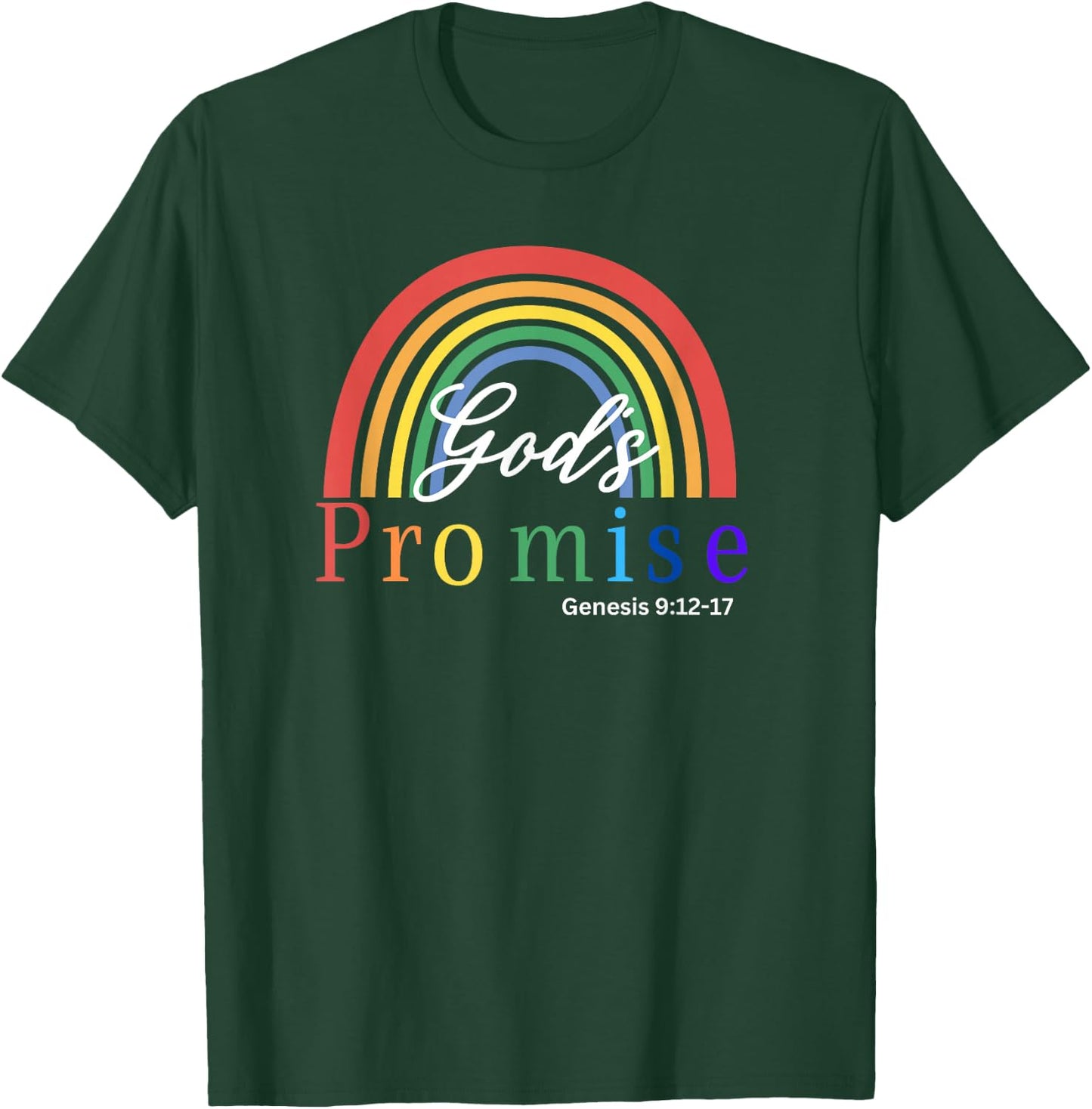 Rainbow Pride Gods Promise Genesis Scripture T-Shirt - T-Shirt | Forest