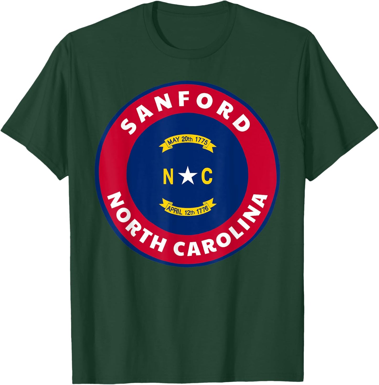Sanford North Carolina NC Flag Badge Roundlet Souvenir T-Shirt - T-Shirt | Forest