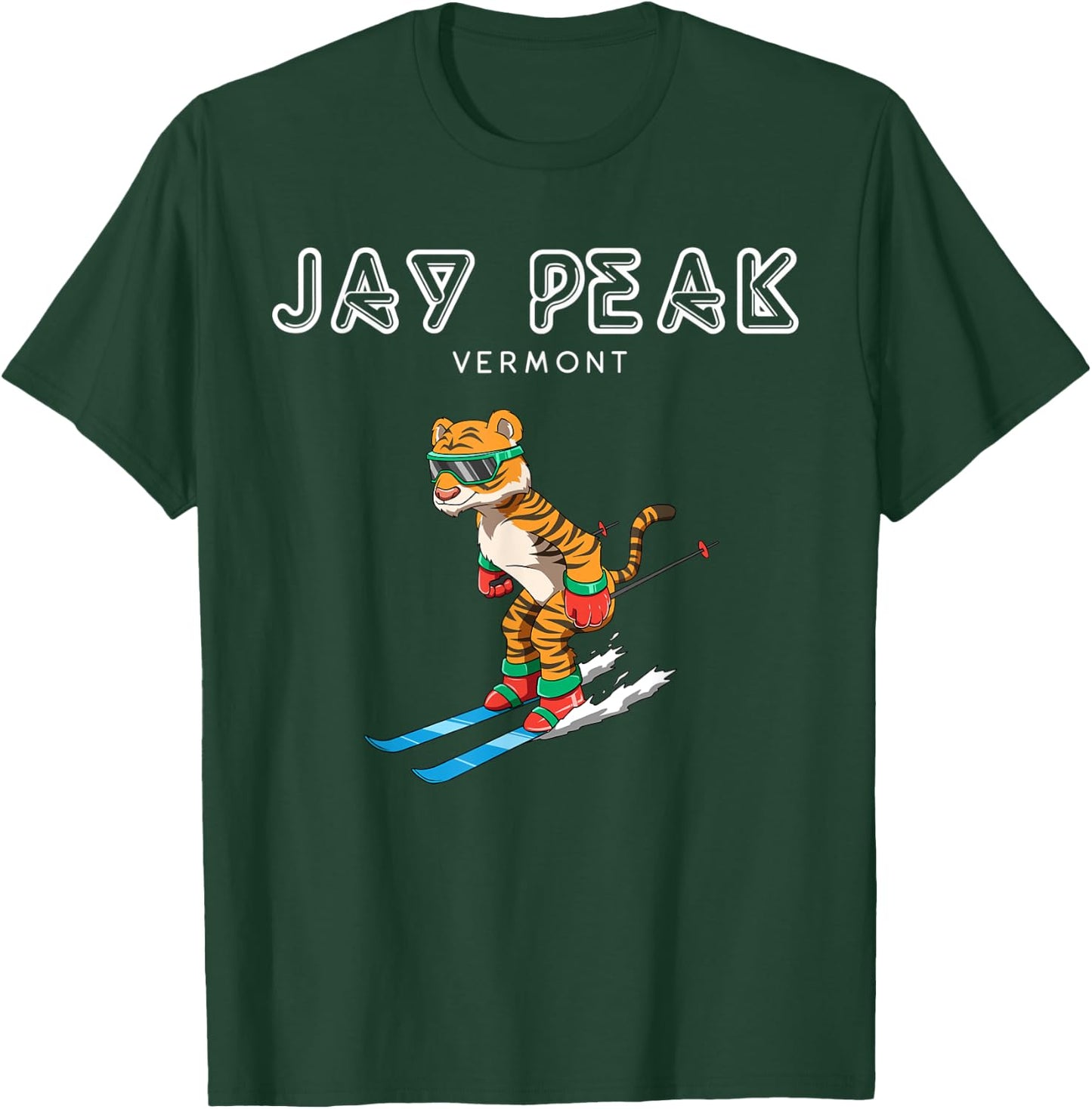 Jay Peak Vermont - Funny Ski Tiger T-Shirt - T-Shirt | Forest