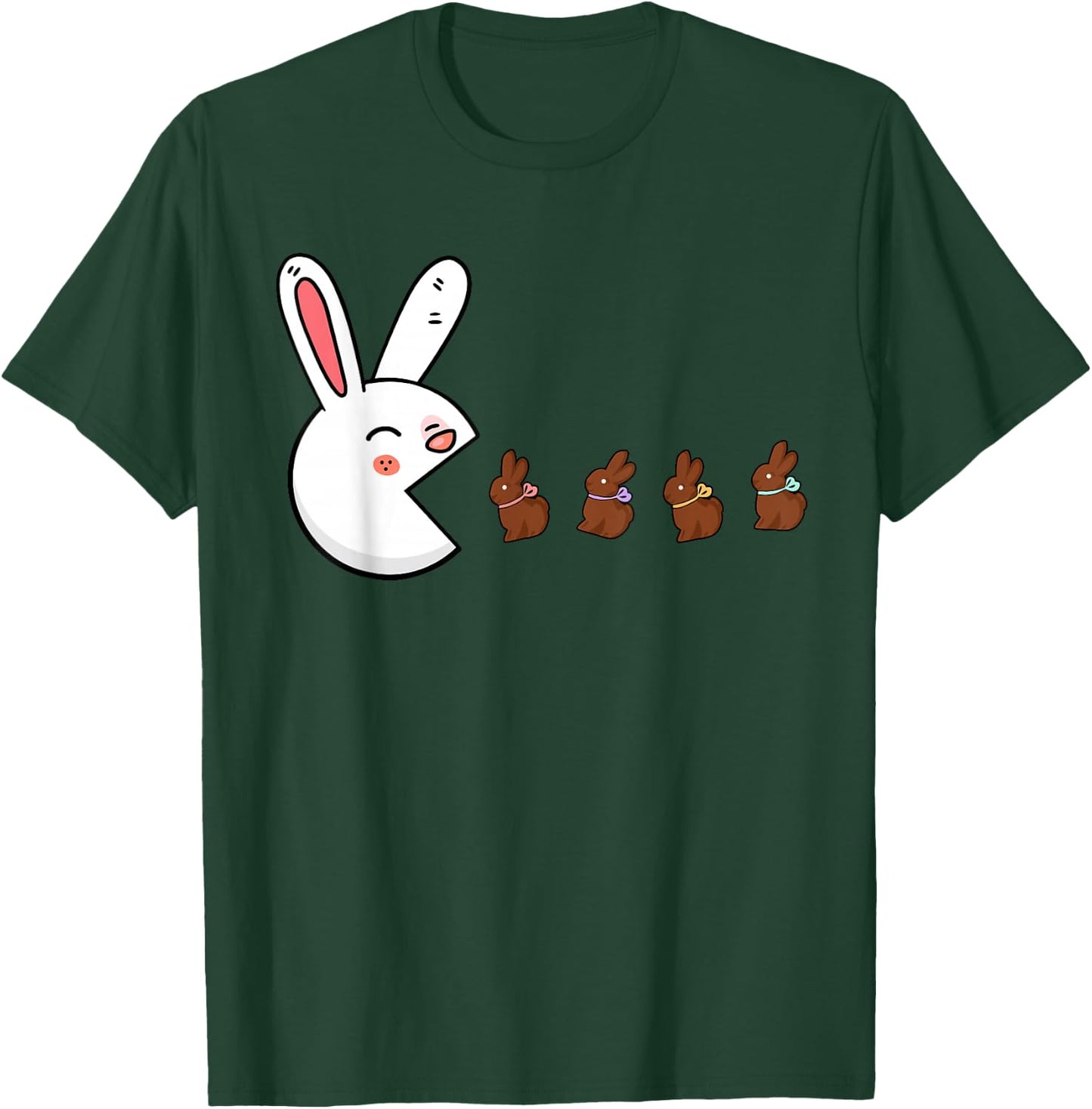 Funny Easter Bunny Rabbit Eating Chocolate Gamer Boys Girls T-Shirt - T-Shirt | Forest