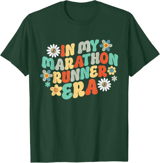 In My Marathon Runner Era Groovy Marathoner Runner Running T-Shirt - T-Shirt | Forest