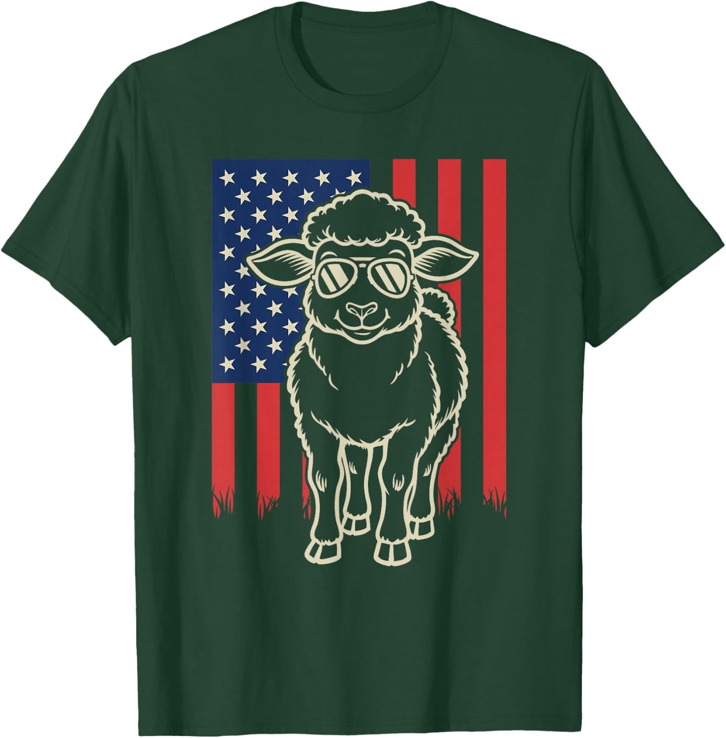 Sheep Lover Farmer Farm Animal 4th of July T-Shirt - T-Shirt | Forest