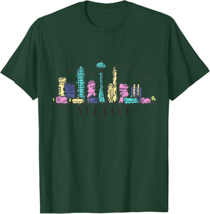 Seattle Skyline Washington PNW Vintage T-Shirt - T-Shirt | Forest