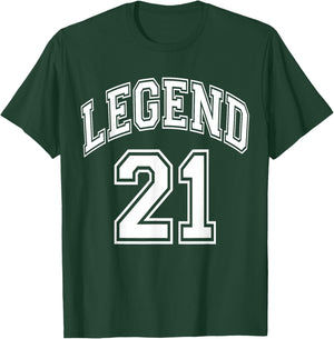 Legend 21 Number Varsity Team - 21st Birthday & 21 Years Old T-Shirt - T-Shirt | Forest