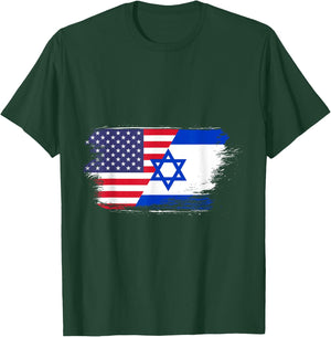 USA Flag Israel T-Shirt - T-Shirt | Forest