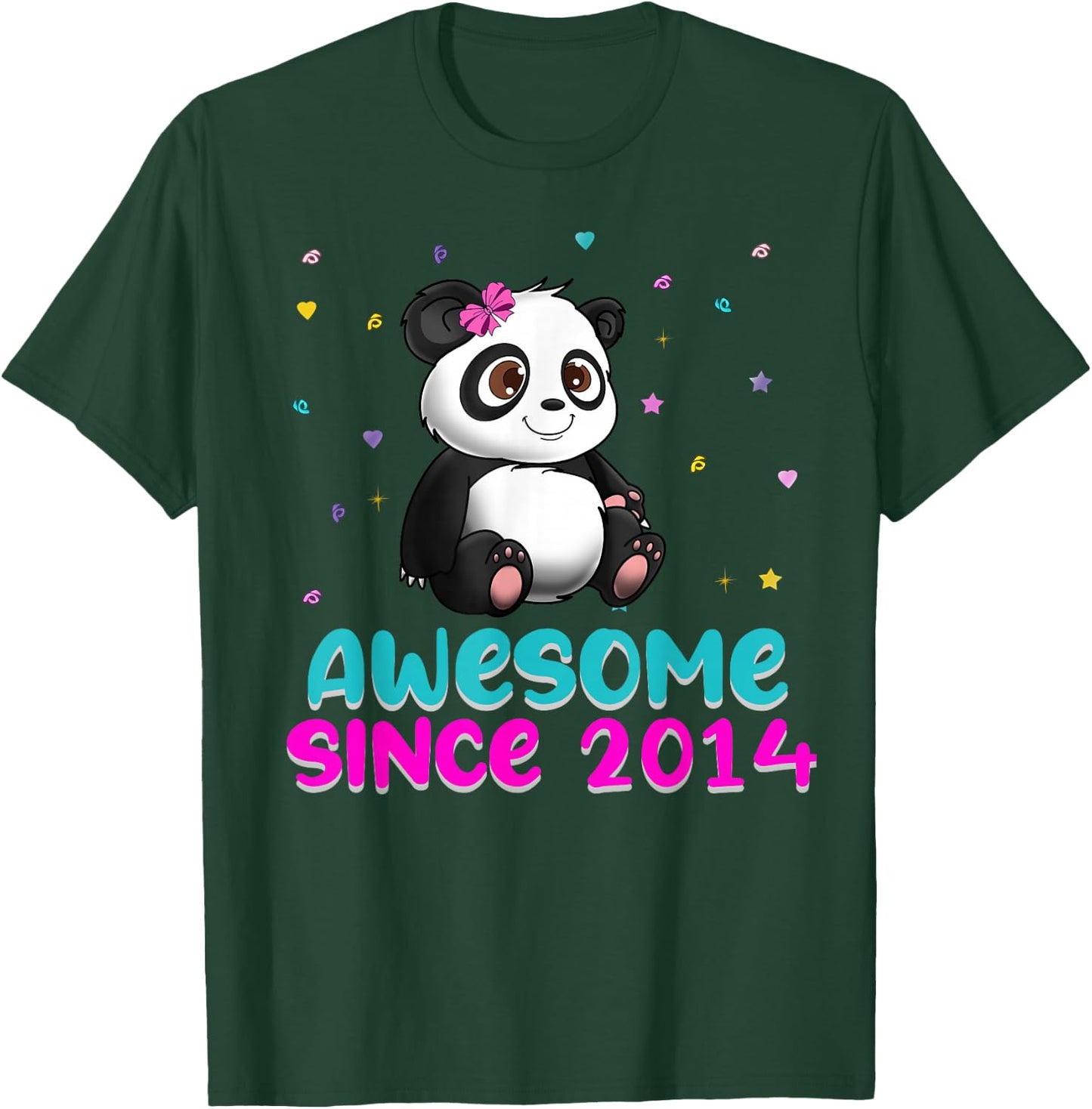 Panda Bear Girl Birthday Gift Love Awesome Since 2014 T-Shirt - T-Shirt | Forest
