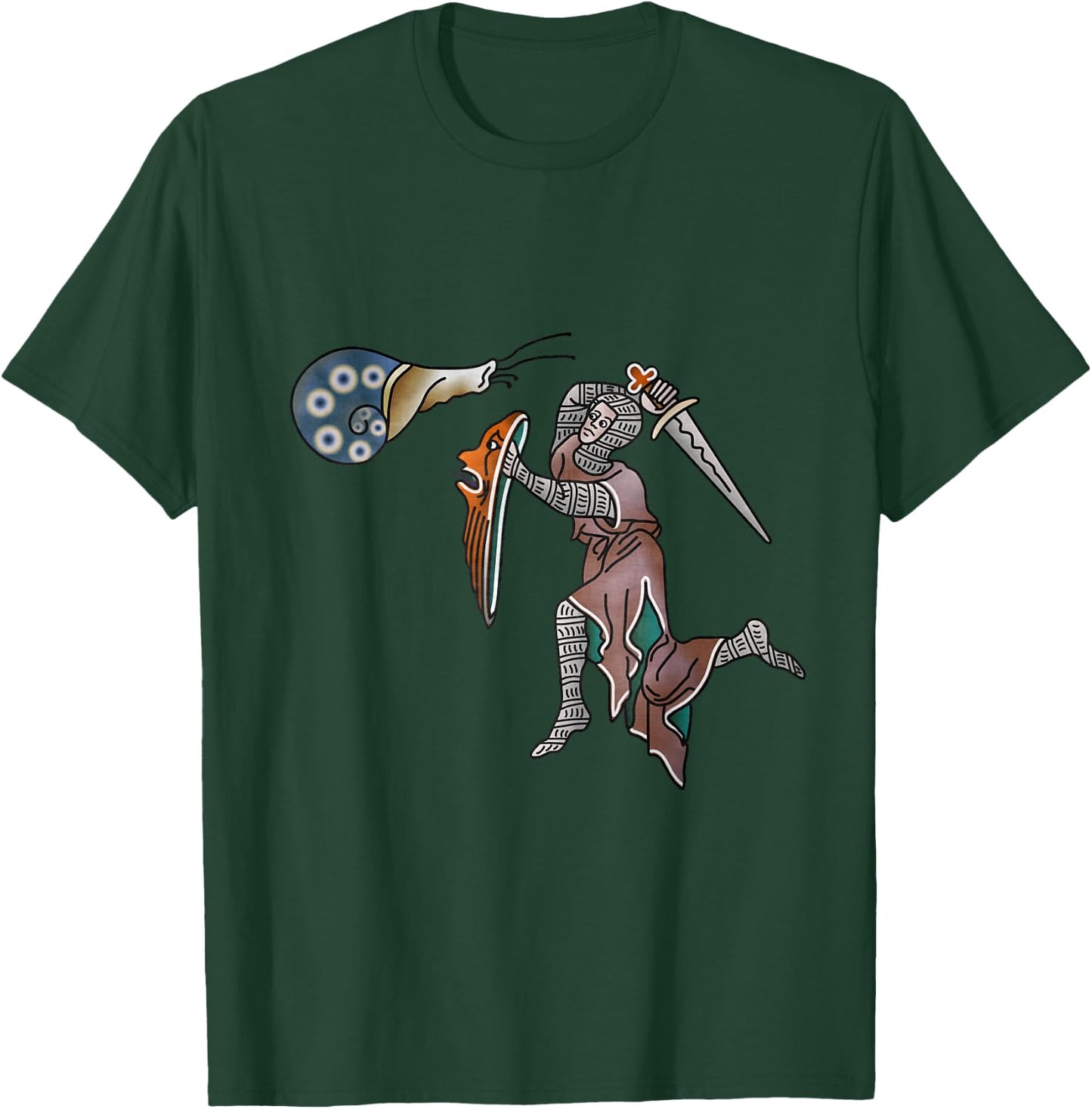 Marginalia Knight vs snail - Medieval Meme - MargiKnights T-Shirt - T-Shirt | Forest