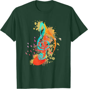 Colorful Treble Clef Music Theory Musician Teacher Birds T-Shirt - T-Shirt | Forest