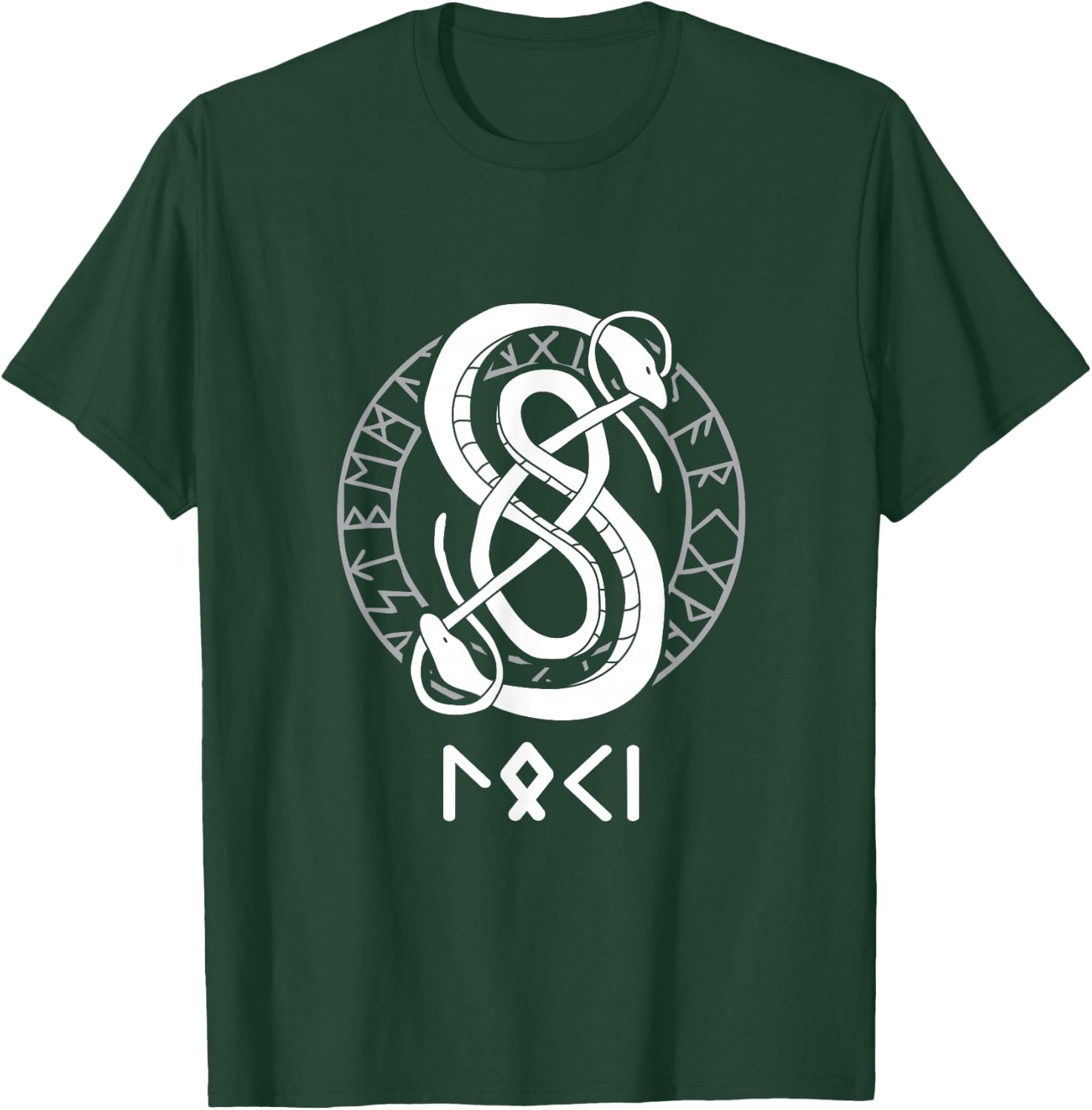 Loki Name Norse Runes And Snake Nordic Norse Mythology T-Shirt - T-Shirt | Forest
