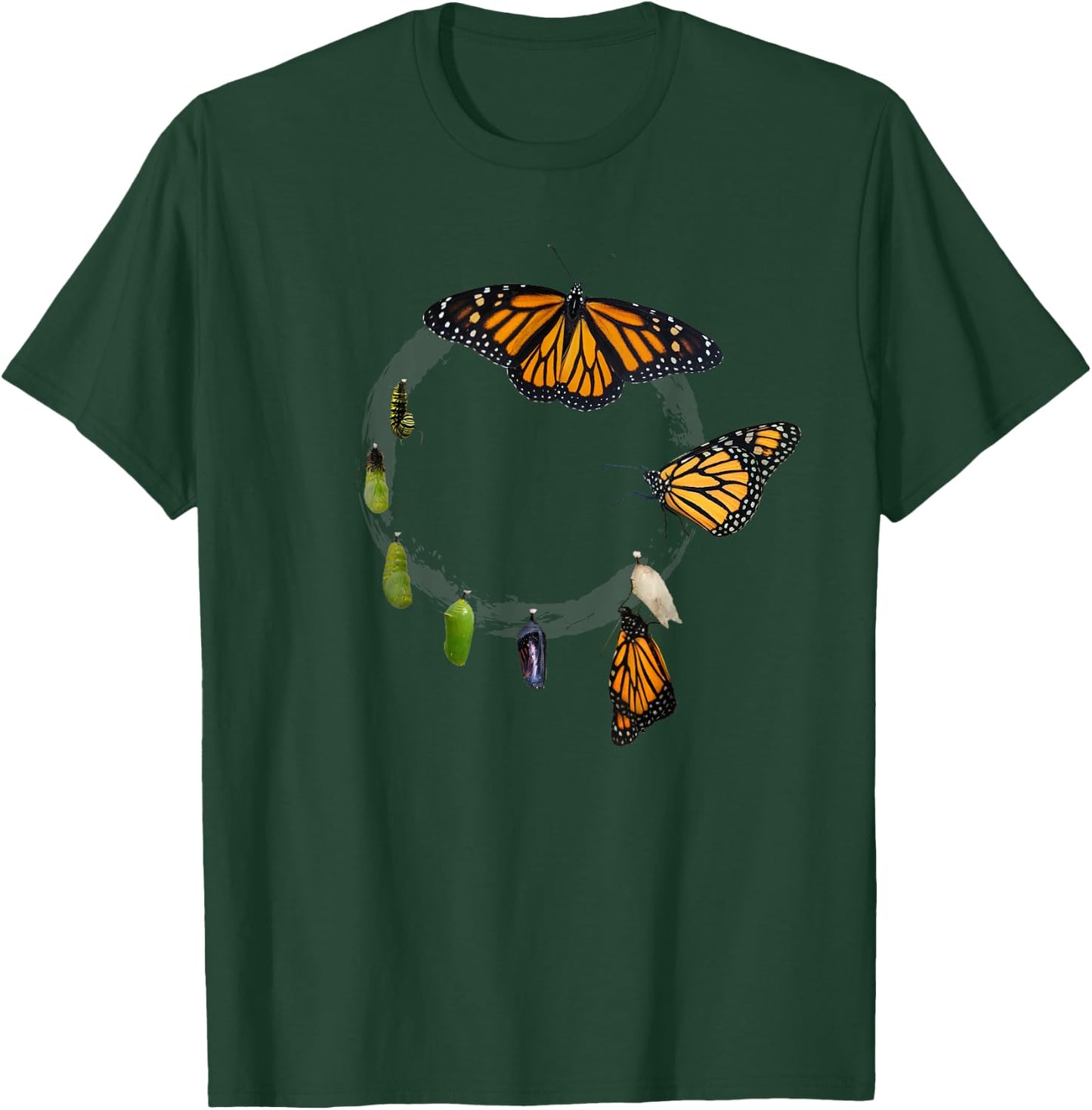 Monarch Butterfly Chrysalis Cycle Nature Lover Gift T-Shirt - T-Shirt | Forest