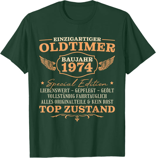 Jahrgang 1974 geboren Oldtimer Vintage 50. Geburtstag T-Shirt - T-Shirt | Forest