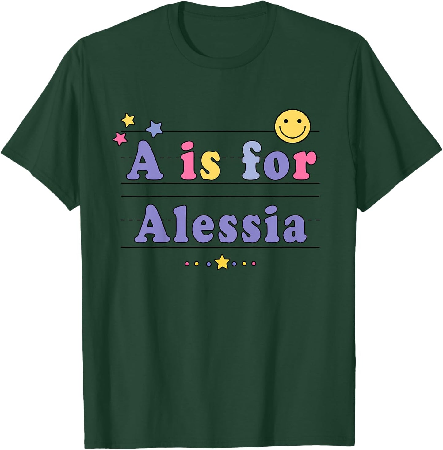 Kids Alessia Name Shirt Alphabet A is for Alessia T-Shirt - T-Shirt | Forest