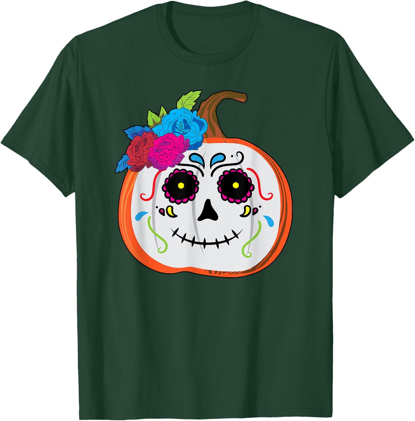 Dia De Los Muertos Toddler Girl Women Mexican Pumpkin Skull T-Shirt - T-Shirt | Forest
