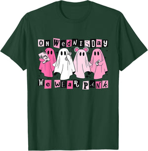 On Wednesday We Wear Cute Pink Ghost Halloween T-Shirt - T-Shirt | Forest