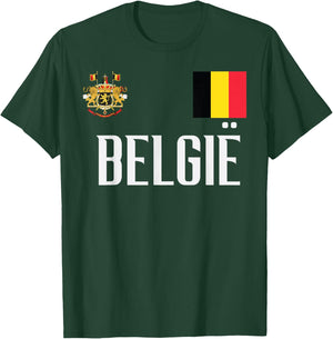 Belgium Flag Belgie Football Soccer Fan Men Women Kids T-Shirt - T-Shirt | Forest