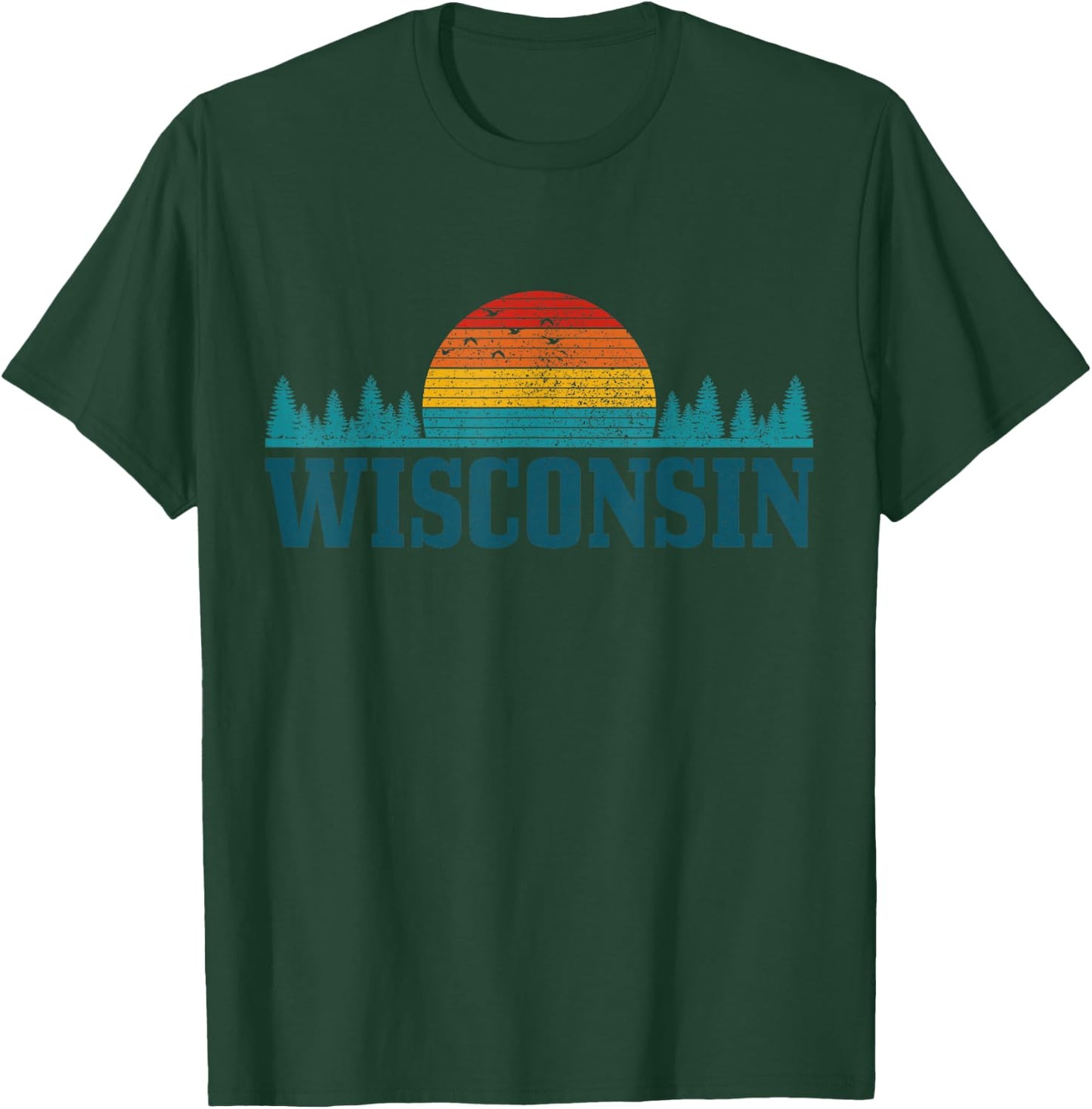 Wisconsin Vintage USA America Souvenir T-Shirt - T-Shirt | Forest
