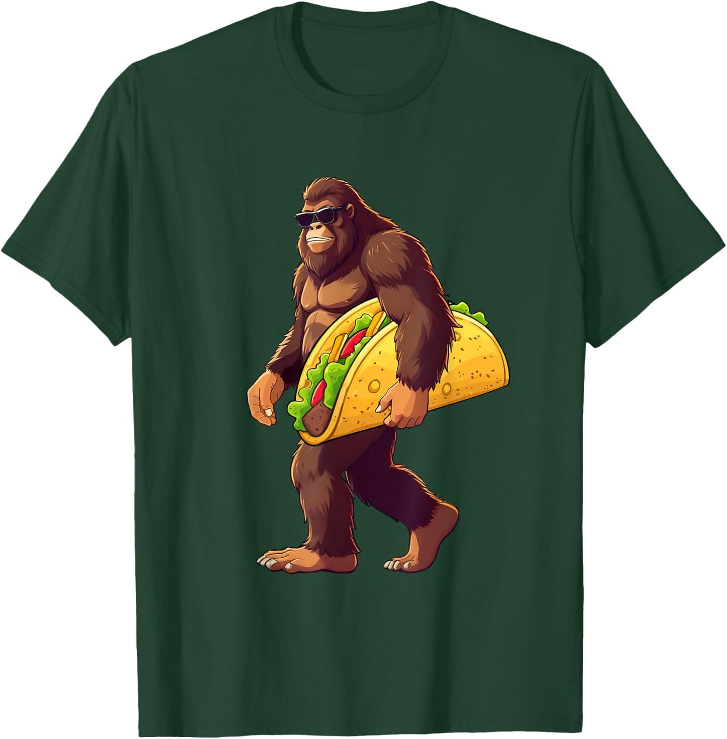 Bigfoot Carrying Taco Funny Taco Lover Boys Men Sasquatch T-Shirt - T-Shirt | Forest