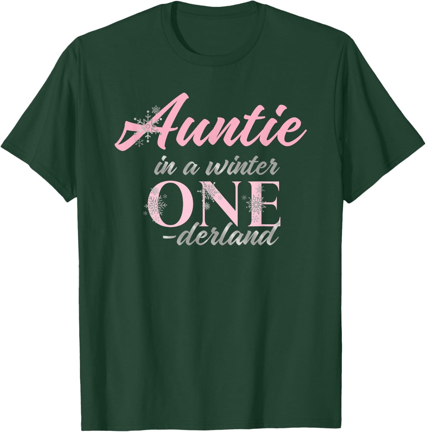 Auntie Of The Birthday for Girl Winter Onederland 1st T-Shirt - T-Shirt | Forest