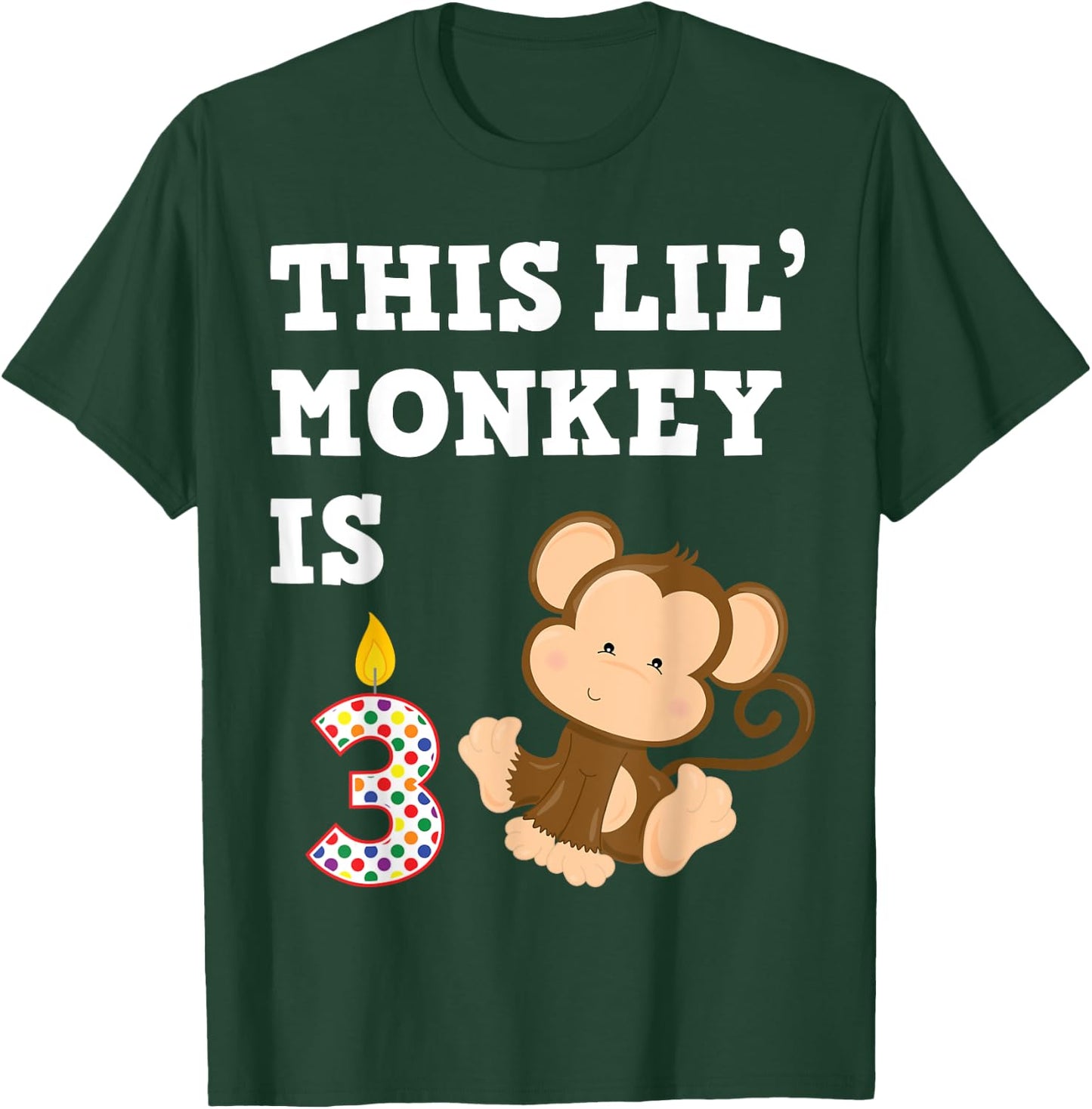 Cartoon Monkey Party Birthday 3 Year Old 3rd B-Day for Kids T-Shirt - T-Shirt | Forest