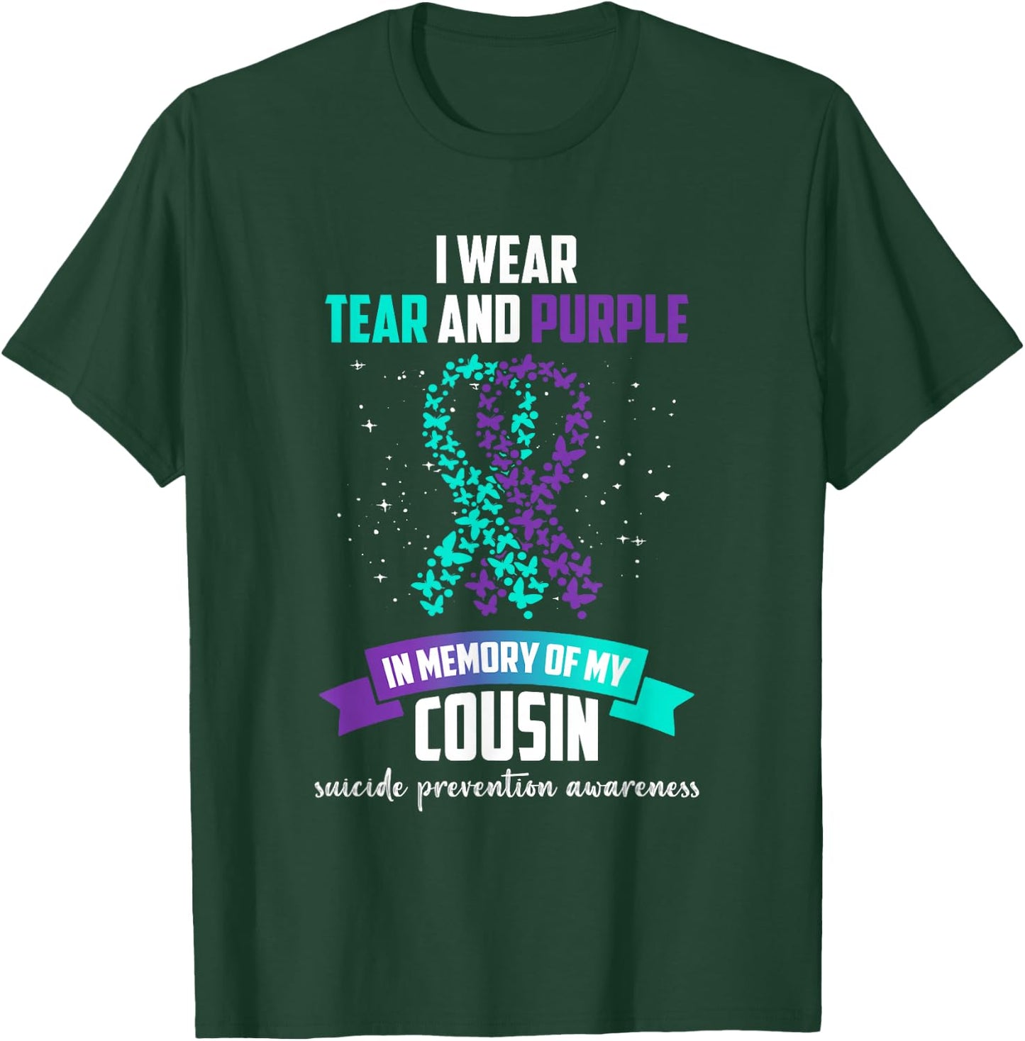 Purple Ribbon Suicide Prevention Awareness T-Shirt - T-Shirt | Forest