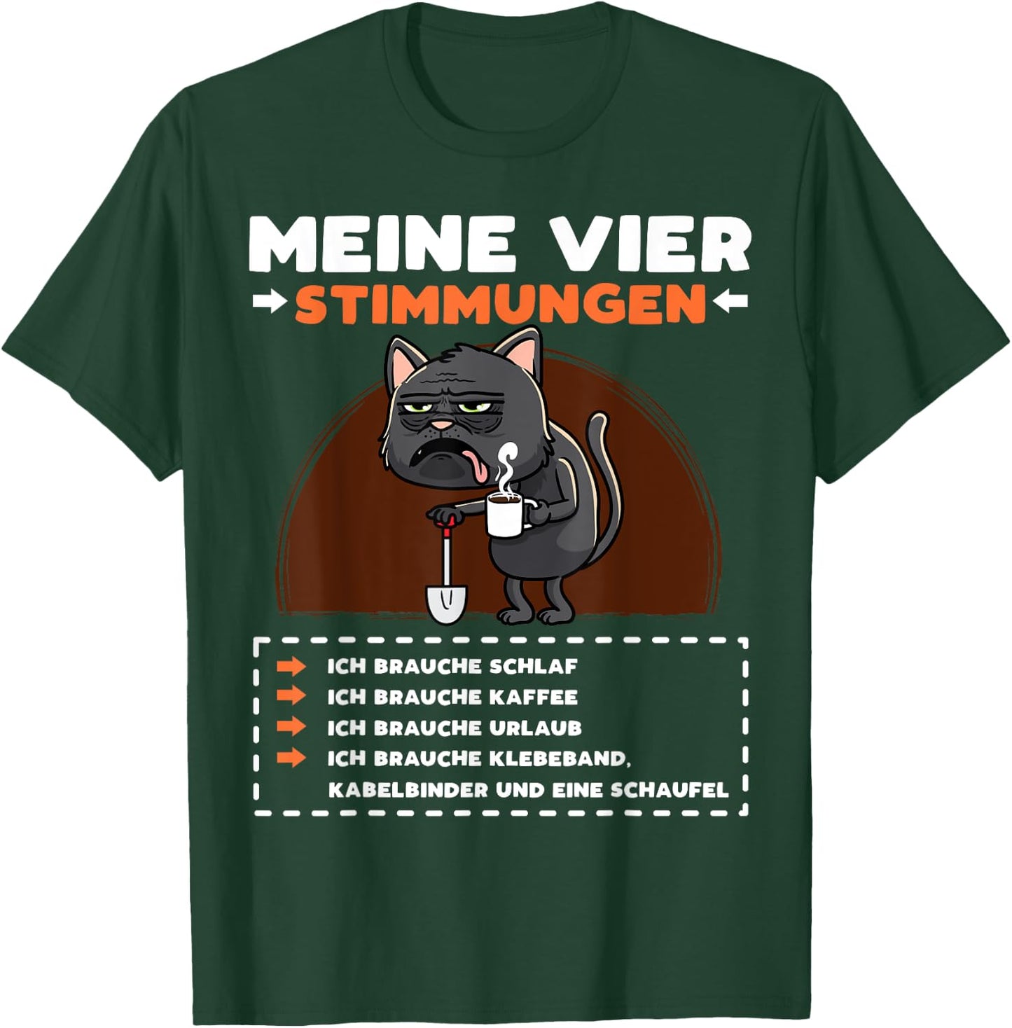 Katze Lustige Sprüche Urlaub Müde Kaffee T-Shirt - T-Shirt | Forest
