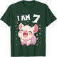 Kids 7 Years old 7 birthday Pigs Boy Girl Pig T-Shirt - T-Shirt | Forest