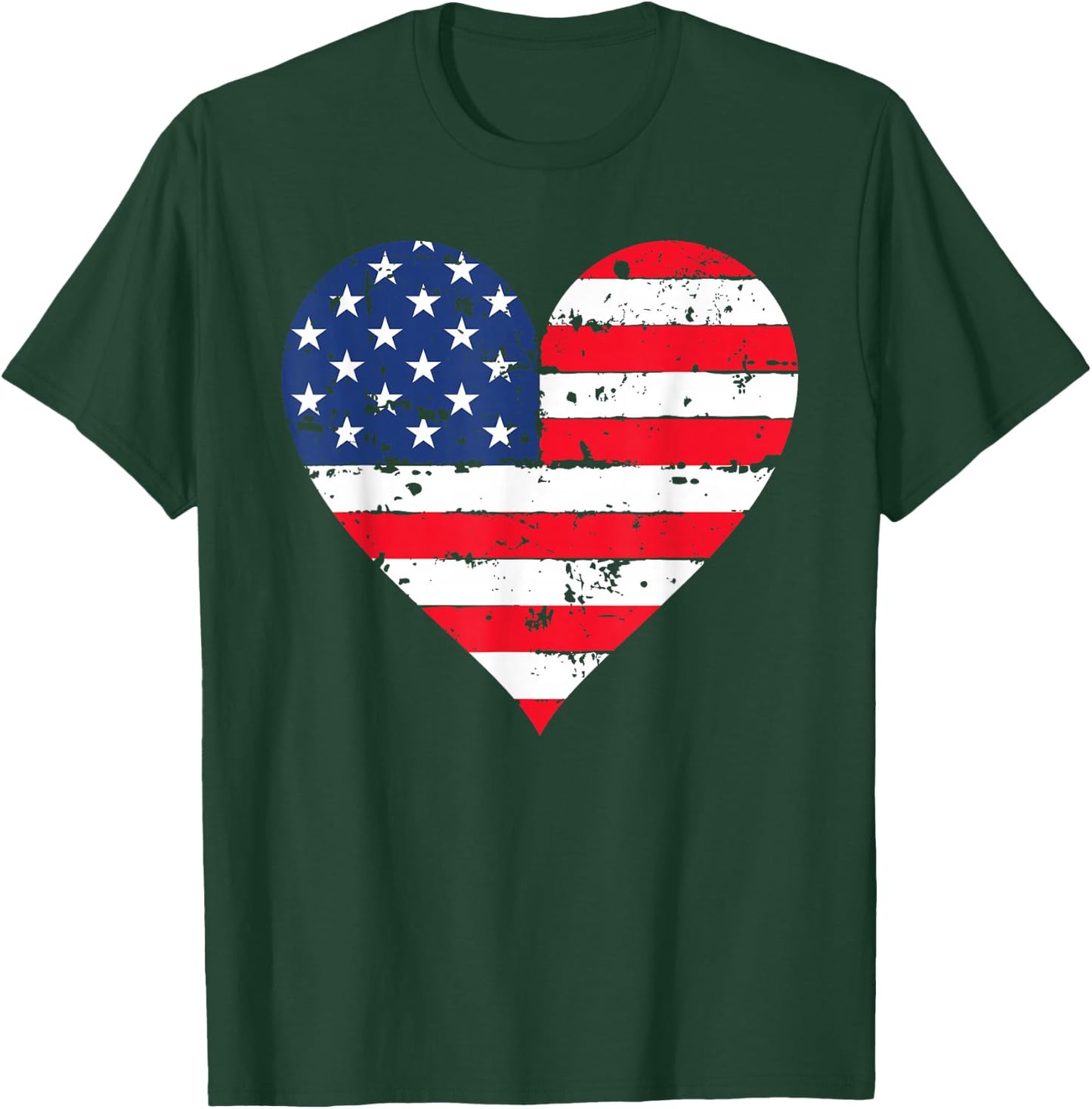 American Flag Heart 4th of July USA Patriotic Pride T-Shirt - T-Shirt | Forest